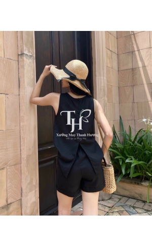 Bộ đũi tơ áo sát nách cổ tròn, quần đùi