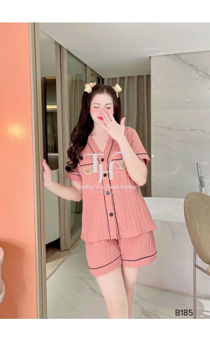 Bộ đũi gân gấu tay ngắn, cổ V