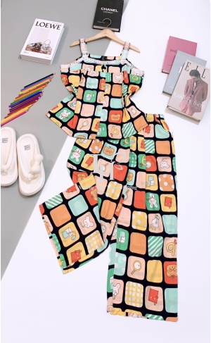 Bộ tole Quần 8 tấc, áo dây bản to, nút thật