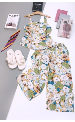 Bộ tole Quần 8 tấc, áo dây bản to, bèo ngực