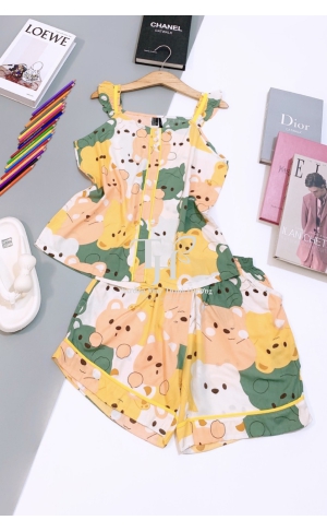 Bộ tole Đùi cánh tiên, viền phối màu, 3 nút