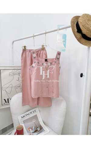 Bộ tole 8 tất sát nách màu, thêu bông A2