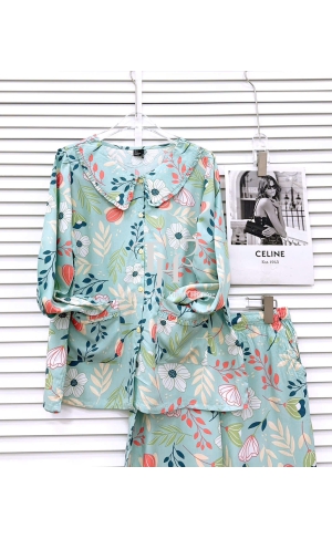 Bộ tole tay dài sơ mi viền bèo + 2 túi