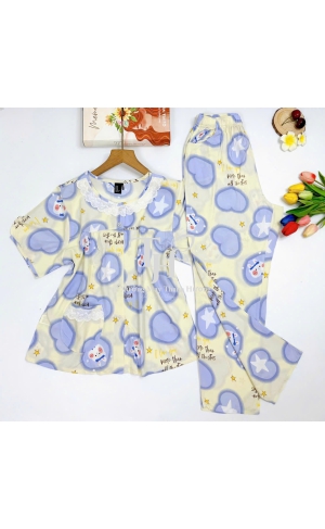 Bộ tole quần dài tay ngắn (QDTN) cổ ren, 1 túi 