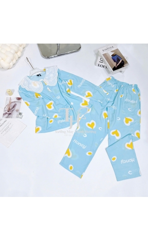 Bộ tole quần dài tay dài (QDTD) cổ ren tiểu thư