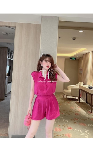 Bộ đũi tơ áo sát nách cổ sơ mi, quần đùi