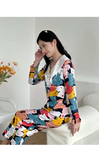 Bộ tole Quần 9 tấc, áo dài, cổ đính ren