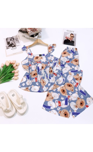 Bộ tole Quần 8 tấc, áo cánh tiên, đính nút T1