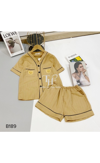 Bộ đũi gân gấu tay ngắn, cổ V
