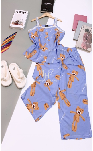 Bộ tole Quần 8 tấc, áo dây bản to, nút thật