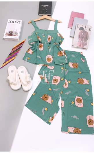 Bộ tole Quần 8 tấc, áo dây bản to, bèo ngực