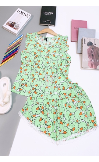 Bộ tole đùi cánh tiên, cổ + túi ngực + quần đính ren