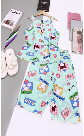 Bộ tole lửng sát nách, cổ tròn viền ren