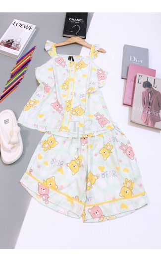 Bộ tole Đùi cánh tiên, viền phối màu, 3 nút