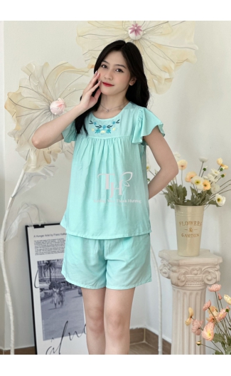 Bộ tole đùi cánh tiên màu, thêu bông cổ