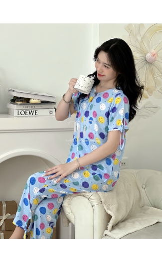 Bộ tole quần dài tay ngắn (QDTN) cổ đính 1 nút A2