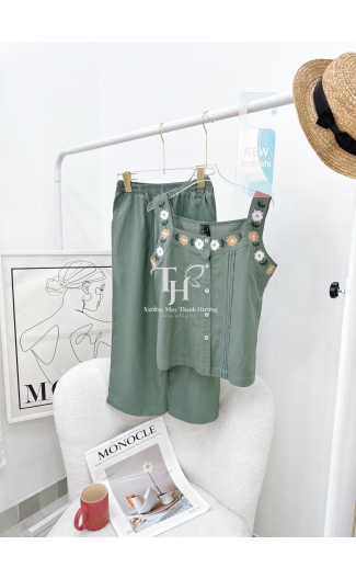 Bộ tole 8 tất sát nách màu, thêu bông A1