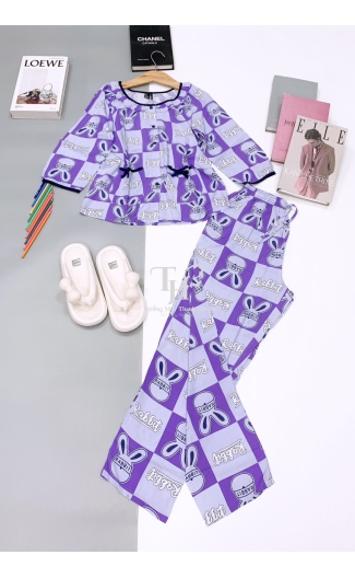 Bộ tole dài tay lỡ, cổ bèo, 2 túi nơ
