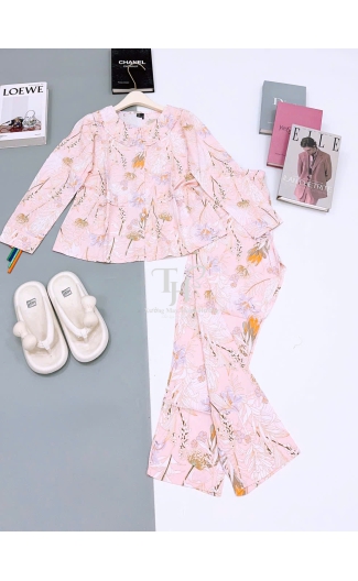 Bộ tole tay dài sơ mi viền bèo + 2 túi