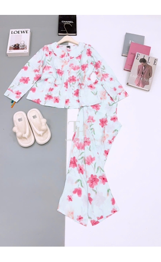 Bộ tole tay dài sơ mi viền bèo + 2 túi