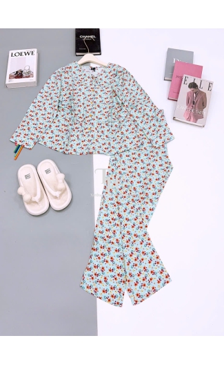 Bộ tole tay dài sơ mi viền bèo + 2 túi