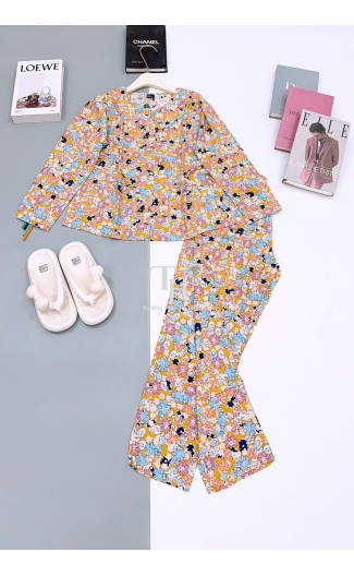 Bộ tole tay dài sơ mi viền bèo + 2 túi