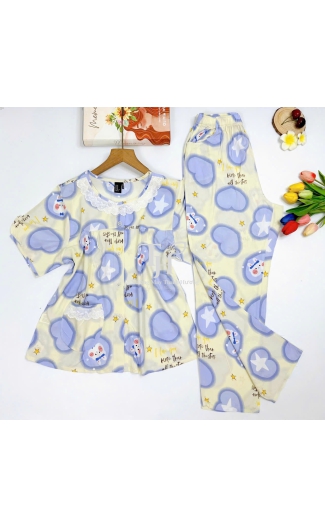 Bộ tole quần dài tay ngắn (QDTN) cổ ren, 1 túi 