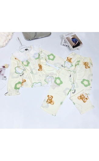 Bộ tole quần dài tay dài (QDTD) cổ ren tiểu thư