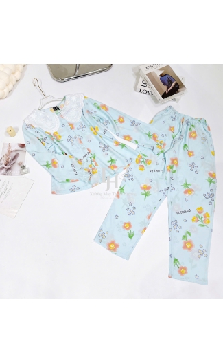 Bộ tole quần dài tay dài (QDTD) cổ ren tiểu thư